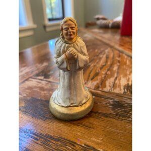 Hand-Painted Ceramic Angel Figurine With Gold Wings & Base